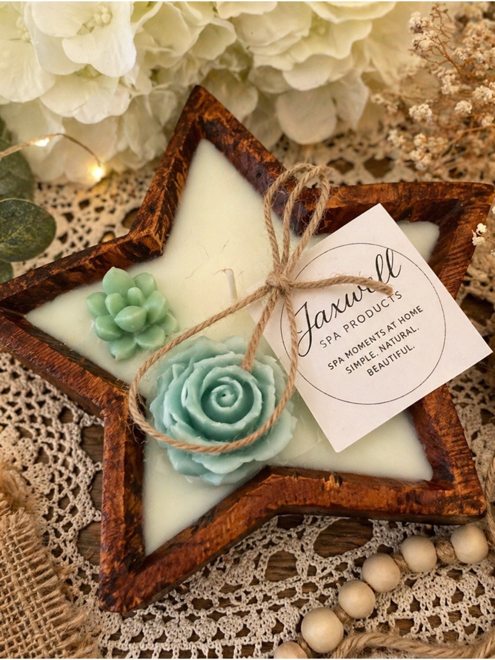 Star wood bowl candle